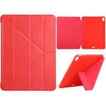 Millet Texture PU+ Silicone Full Coverage Leather Case with Multi-folding Holder for iPad Air (2020) 10.9 inch (Red)