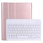 A11B Bluetooth 3.0 Ultra-thin ABS Detachable Bluetooth Keyboard Leather Tablet Case with Holder & Pen Slot for iPad Pro 11 inch 2021 (Rose Gold)