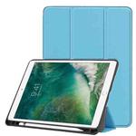 Custer Texture Horizontal Flip Leather Case for iPad Pro 10.5 Inch / iPad Air (2019), with Three-folding Holder & Pen Slot (Sky Blue)