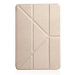 Millet Texture PU+ Silica Gel Full Coverage Leather Case for iPad Mini 2019, with Multi-folding Holder (Gold)