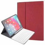 RK11 For iPad Pro 11 inch Silk Texture Detachable Plastic Bluetooth Keyboard Leather Tablet Case with Pen Slot & Stand Function(Red)