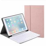 RK508 For iPad Air 2 & Air 1 / Pro 9.7 inch & 2017 iPad & 2018 iPad Silk Texture Detachable Plastic Bluetooth Keyboard Leather Tablet Case with Stand & Pen Slot Function(Rose Gold)