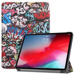 Horizontal Flip Graffiti Pattern Colored Painted Leather Case for iPad Pro 11 inch (2018), with Three-folding Holder & Wake-up / Sleep Function