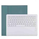 T129 Detachable Bluetooth White Keyboard Microfiber Leather Tablet Case for iPad Pro 12.9 inch (2020), with Holder (Dark Green)