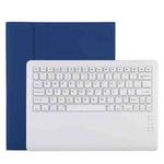 T129 Detachable Bluetooth White Keyboard Microfiber Leather Tablet Case for iPad Pro 12.9 inch (2020), with Holder (Blue)