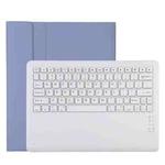 T129 Detachable Bluetooth White Keyboard Microfiber Leather Tablet Case for iPad Pro 12.9 inch (2020), with Holder (Purple)