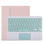 TG11BC Detachable Bluetooth Green Keyboard Microfiber Leather Tablet Case for iPad Pro 11 inch (2020), with Touchpad & Pen Slot & Holder (Pink)