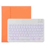 TG11BS Detachable Bluetooth White Keyboard Microfiber Leather Tablet Case for iPad Pro 11 inch (2020), with Backlight & Pen Slot & Holder (Orange)