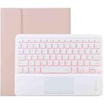 TG-102BCS Detachable Bluetooth White Keyboard + Microfiber Leather Tablet Case for iPad 10.2 inch / iPad Air (2019), with Touch Pad & Backlight & Pen Slot & Holder (Pink)