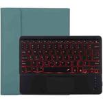 TG-102BCS Detachable Bluetooth Black Keyboard + Microfiber Leather Tablet Case for iPad 10.2 inch / iPad Air (2019), with Touch Pad & Backlight & Pen Slot & Holder (Dark Green)