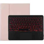 TG-102BCS Detachable Bluetooth Black Keyboard + Microfiber Leather Tablet Case for iPad 10.2 inch / iPad Air (2019), with Touch Pad & Backlight & Pen Slot & Holder (Pink)