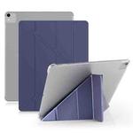 Multi-folding Shockproof  PC + PU Leather Protective Case for iPad Pro 12.9 2018 / 2020, with Holder & Sleep / Wake-up Function(Dark Blue)