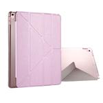 For iPad Pro 10.5 inch Silk Texture Horizontal Deformation Flip Leather Case with 4-folding Holder & Sleep / Wake-up(Pink)