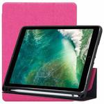 Cloth Texture Pattern Horizontal Flip Leather Case for iPad Pro 10.5 inch ,with Three-folding Holder & Pen Slots (Magenta)