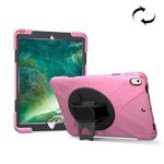 For iPad Pro 10.5 inch 360 Degree Rotation PC + Silicone Protective Case with Holder & Hand-strap (Pink)
