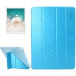 ENKAY for iPad Pro 10.5 inch Silk Texture + Plastic Bottom Case Horizontal Deformation Flip Leather Case with Three-folding Holder & Sleep Function(Blue)
