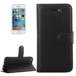 For iPhone 5 & 5s & SE Litchi Texture Horizontal Flip Leather Case with Holder & Card Slots & Wallet(Black)