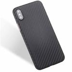 For iPhone X / XS Carbon Fibre Texture PP Protective Back Cover Case (Black)