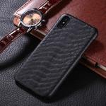 For iPhone X / XS Snake Skin Texture Paste Protective Back Cover Case(Black)