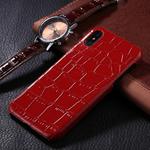 For iPhone X / XS Crocodile Texture Paste Protective Back Cover Case (Red)