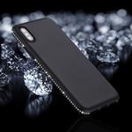 For   iPhone X / XS   Crystal Decor Sides Frosted Soft TPU Protective Back Case(Black)