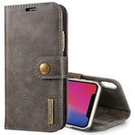For iPhone X / XS DG.MING  Crazy Horse Texture Horizontal Flip Detachable Magnetic Protective Case with Holder & Card Slots & Wallet(Grey)