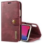 For iPhone X / XS DG.MING  Crazy Horse Texture Horizontal Flip Detachable Magnetic Protective Case with Holder & Card Slots & Wallet(Red)