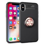 For iPhone X / XS Metal Ring Holder 360 Degree Rotating TPU Case  (Black+Gold)