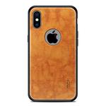 For iPhone X MOFI Shockproof PC+TPU+PU Leather Protective Back Case(Light Brown)