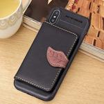 For iPhone X / XS Leaf Style Magnetic Leather Case  with Holder & Card Slots & Wallet & Photo Frame (Black)