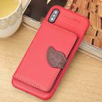 For iPhone X / XS Leaf Style Magnetic Leather Case  with Holder & Card Slots & Wallet & Photo Frame (Red)