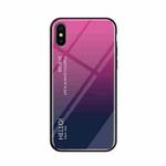 For iPhone X / XS Gradient Color Glass Case (Magenta)
