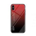 For iPhone X / XS Gradient Color Glass Case (Red)