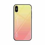 For iPhone X / XS Gradient Color Glass Case (Yellow)
