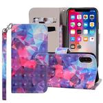 3D Color Grid Pattern Colored Drawing Horizontal Flip Leather Case for iPhone X / XS, with Holder & Card Slots & Wallet & Lanyard