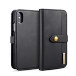For iPhone X DG.MING Lambskin Detachable Horizontal Flip Magnetic Case with Holder & Card Slots & Wallet (Black)