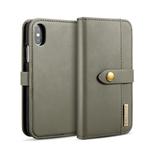 For iPhone X DG.MING Lambskin Detachable Horizontal Flip Magnetic Case with Holder & Card Slots & Wallet (Green)
