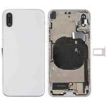 Battery Back Cover Assembly with Side Keys & Vibrator & Speaker Ringer Buzzer & Power Button + Volume Button Flex Cable & Card Tray & Battery Adhesive for iPhone X(White)