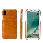 For iPhone X / XS Fierre Shann Retro Oil Wax Texture PU Leather Case with Card Slots(Yellow)