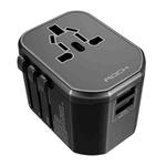 ROCK T20 2.4A Multi-functional Plug Travel Charger(Black)