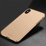 For iPhone X MOFI PC Ultra-thin Full Coverage Protective Back Cover Case(Gold)