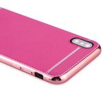 For   iPhone X / XS   3D Litchi Texture Electroplating Soft TPU Protective Cover Case(Magenta)
