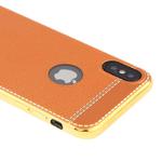 3D Litchi Texture Electroplating Soft TPU Protective Cover Case for iPhone X / XS(Brown)