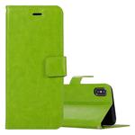 For iPhone X / XS Crazy Horse Texture Horizontal Flip Leather Case with Holder & Card Slots & Wallet & Photo Frame(Green)