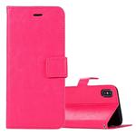 For iPhone X / XS Crazy Horse Texture Horizontal Flip Leather Case with Holder & Card Slots & Wallet & Photo Frame(Magenta)
