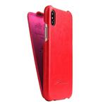 For iPhone X / XS Fierre Shann Retro Oil Wax Texture Vertical Flip PU Leather Case(Red)