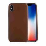 For iPhone X / XS Drop-proof PU Protective Case Back Cover (Brown)