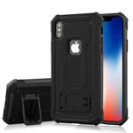 For   iPhone X / XS   Ultra-thin Shockproof TPU + PC Protective Back Case with Holder (Black)