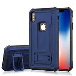 For   iPhone X / XS   Ultra-thin Shockproof TPU + PC Protective Back Case with Holder (Blue)
