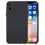 For iPhone X / XS Pure Color Liquid Silicone + PC Dropproof Protective Back Cover Case(Dark Gray)
